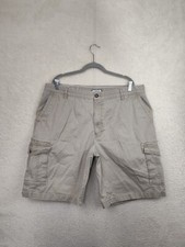 Izod Men Short 40 Brown 100 Cotton Straight Pockets Regular Fit Cargo Bermuda