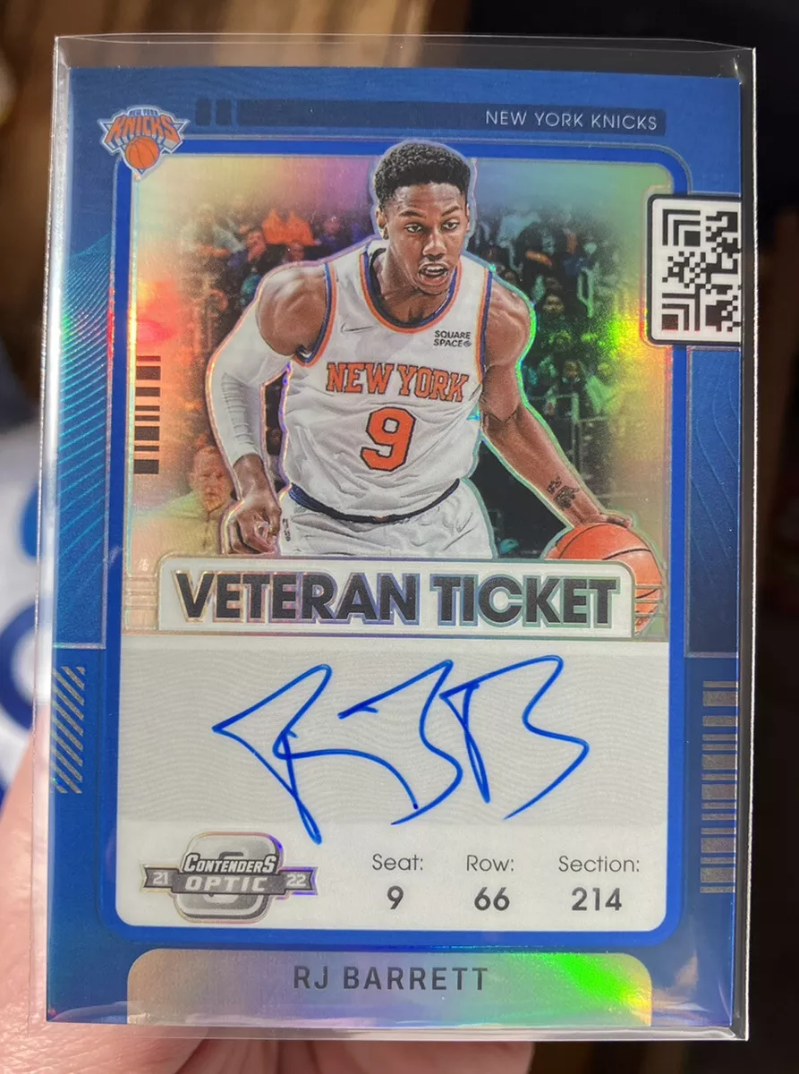2021-22 Panini Contenders Optic RJ Barrett Veteran Ticket Auto Blue Prizm /25