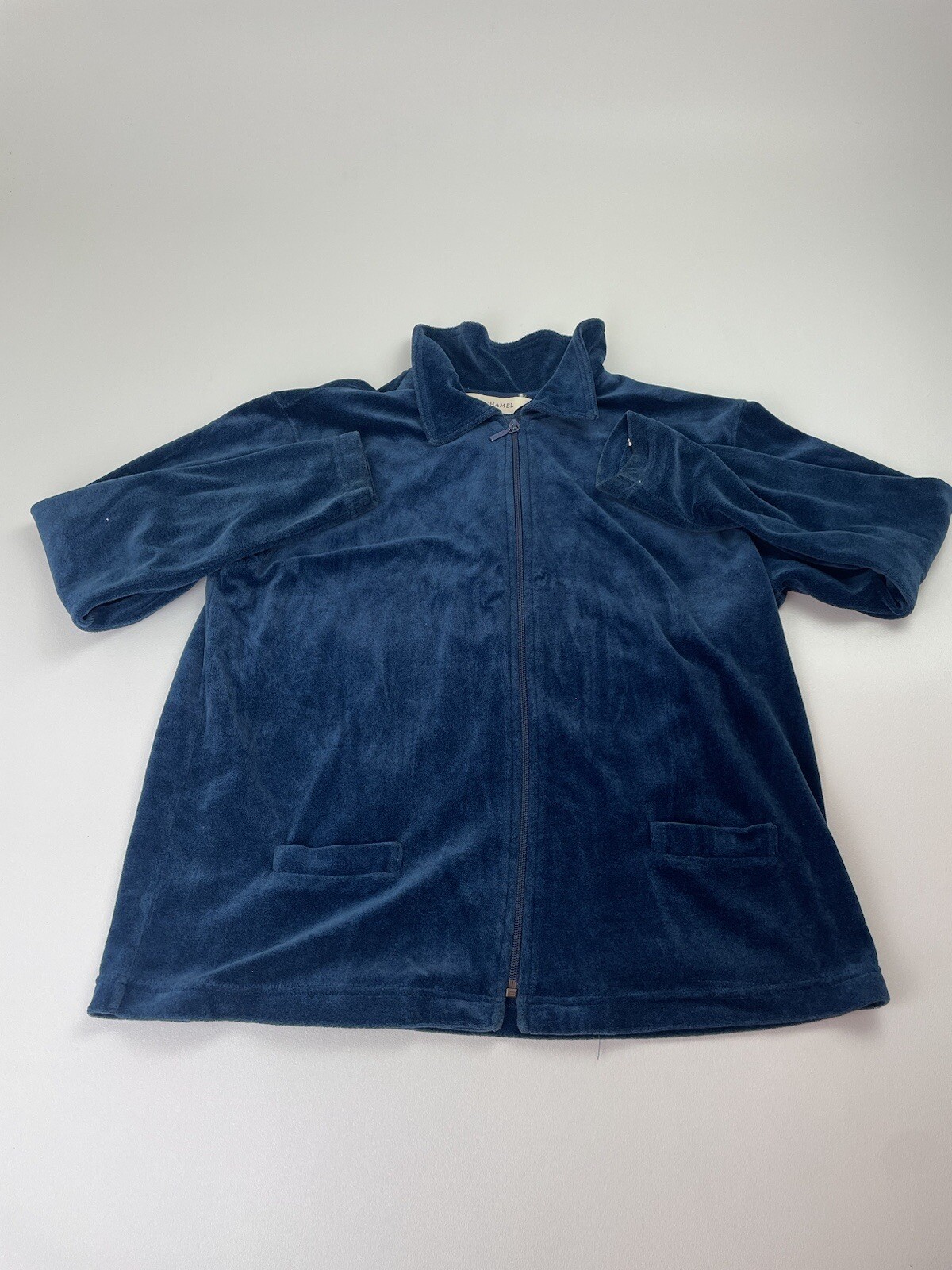 BECHAMEL SOLID BLUE. COLLARED ZIP FRONT LONG SLEE… - image 1