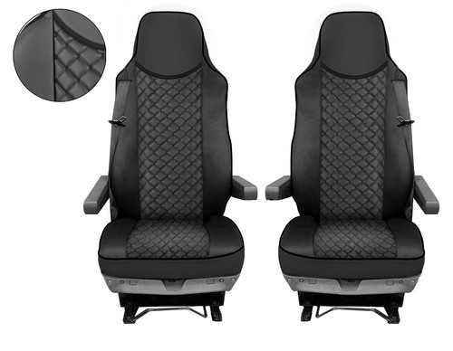 Truck SET Tappetini + Coprisedili 1+1 Per MAN TGX Automatic Nero 2015-2020 - Afbeelding 8 van 11