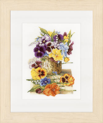 Lanarte Z�hlte Kreuzstich-Kit: Pot Of Pansies (Sogarweave)