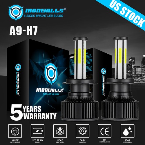 For Honda CBR1000RR 2004-2019 6-Sides H7 Motorcycle LED Headlight Bulbs White 2x - 第 1/12 張圖片