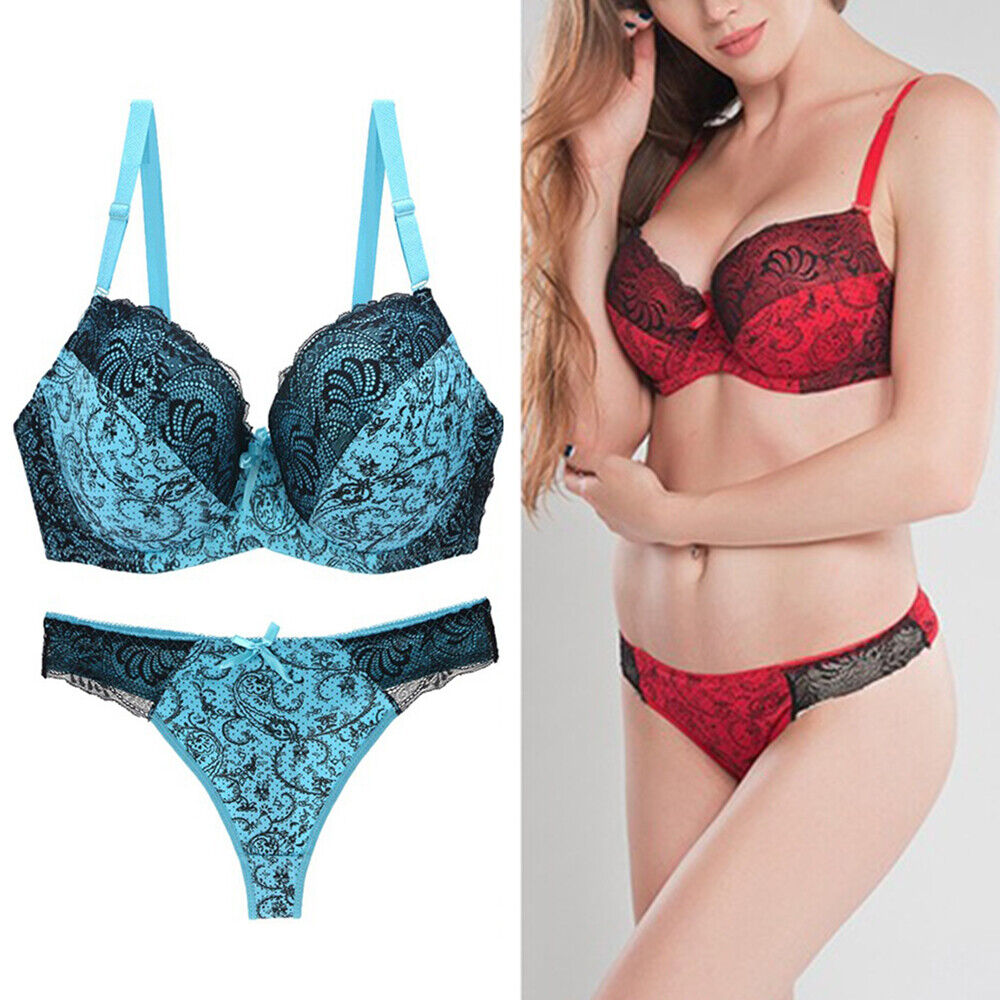 Florales Spitzen-Tanga-Bh-Set Plus-Size-Cup