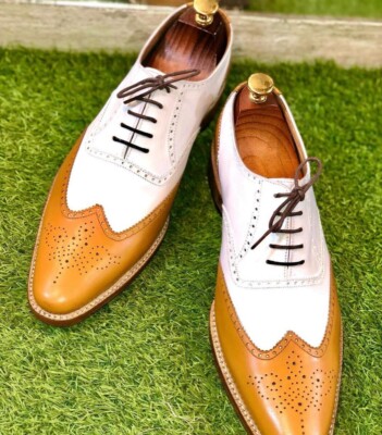 classic tan & white combination oxford shoes | eBay