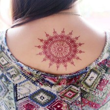 Hand Arm Lace Flower Red Tattoo Sticker Temporary Henna Fake Tattoo Waterproof