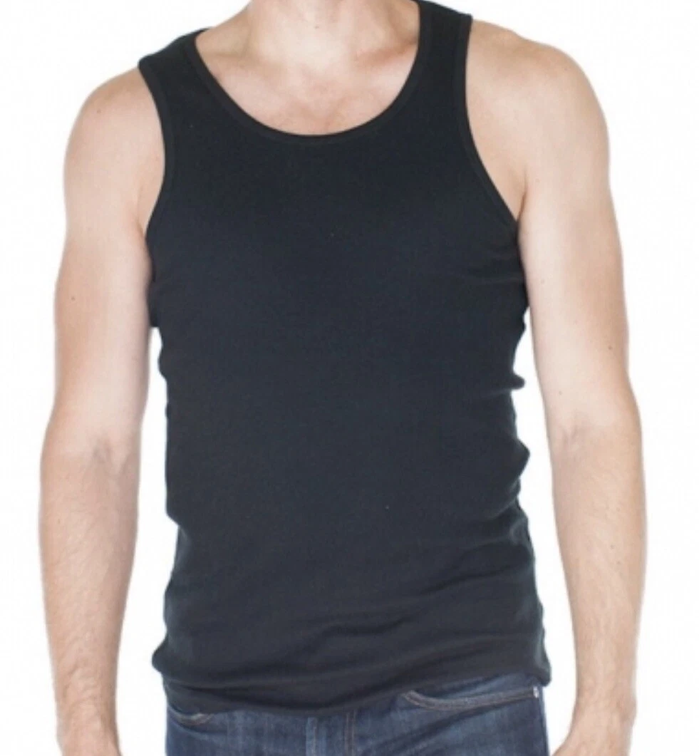 3 Mens Tank Top Black Medium /Camisetas de hombre PACK OF 3 Medianas Color  Negro