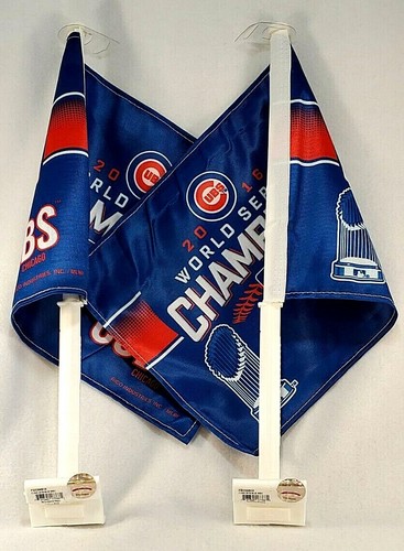 Set of 2 Chicago Cubs 2016 World Series Champions Car Flag ~ Free Shipping! - Picture 2 of 5