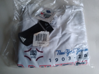 Vtg Adidas New York Yankees 2003 100th Anniversary L Graphic T 