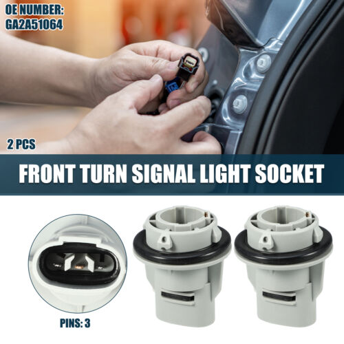 2 Pcs Front Turn Signal Light Socket for Mazda 3 2004-2009 3Pins No.GA2A51064 - Picture 1 of 7