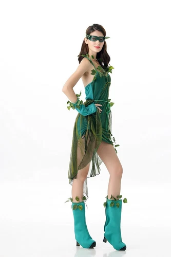2025 Ladies Green Lethal Beauty Poison Ivy Costume Halloween Fancy Dress Outfit - Picture 5 of 12