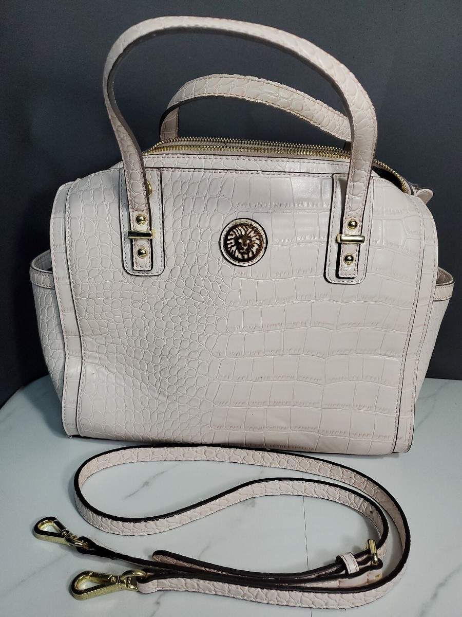 Anne Klein Satch Peony Rose White Top Handle/Crossbody Purse 13x10x5