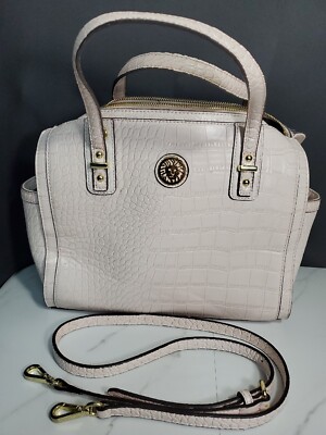 Anne Klein Satch Peony Rose White Top Handle/Crossbody Purse 13x10x5''