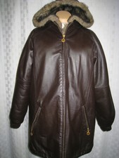 Charles Klein Faux Coyote Fur Reversible Brown Leather Jacket Size S Hot $149