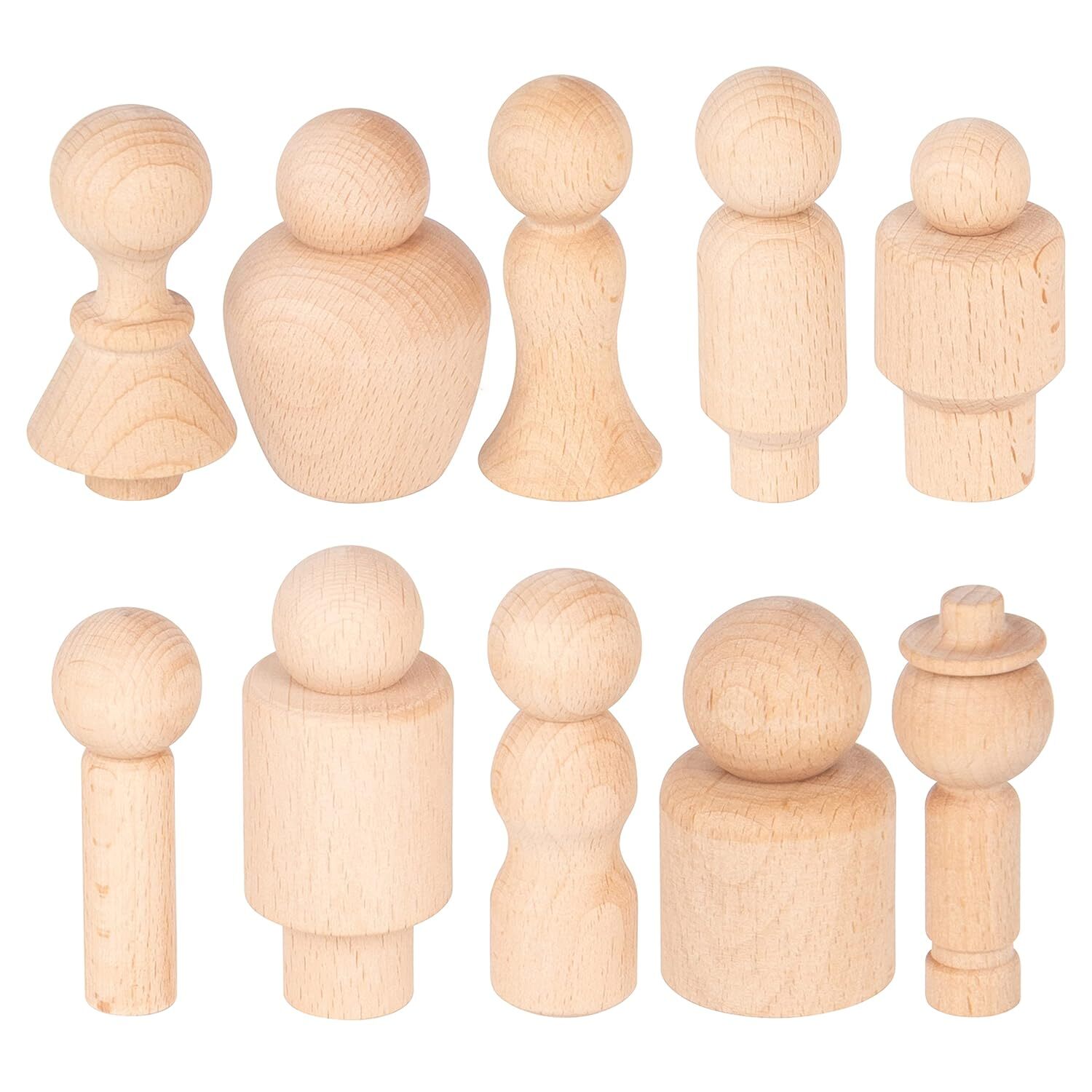 TickiT Wooden Community Figures - Set of 10 - For Ages 18m+ - Wooden Peg Dolls f