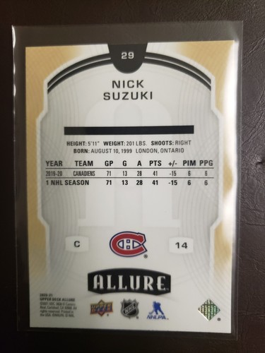 2020-21 Nick Suzuki Upper Deck Allure Hockey Montreal Canadians - Picture 2 of 2