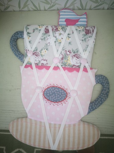 Pink Floral Teacups Padded Fabric Notice Pin Memo Board- display photos notes - Picture 4 of 10