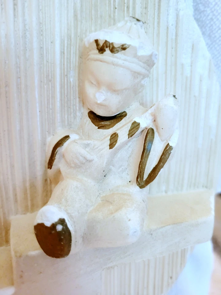 Vintage Wall Plaque Asian Garden Patio Plaster 1960's Boy and Girl See Pics Read - Image 4 of 4