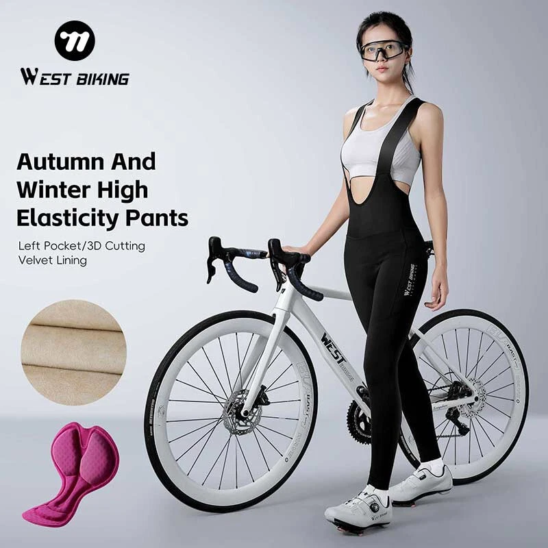 WEST BIKING Ciclismo Babero Medias Acolchadas Polar Leggings Largos Invierno Bicicleta Pantalones Foto 4 de 4