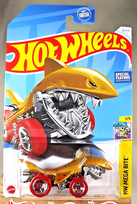 2024 Hot Wheels #18 HW Mega Bite 1/5 SHARK BITE Gold w/Red Wheels Chrome 5 Spoke