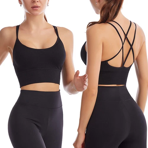Damen Sport-BH nahtlose Bralette Tank Crop Top gepolstert BH Bustier Cami Weste - Bild 7 von 24