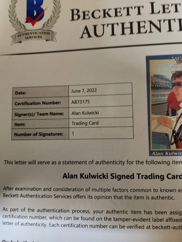 ALAN KULWICKI AUTOGRAPHED MAXX CARD FULL BECKETT LOA. SIGNED. AUTO!! - Picture 4 of 7