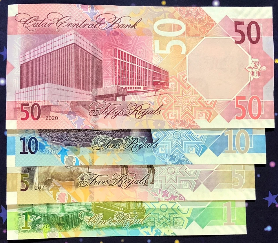 QATAR RIYAL SET OF 4 NOTES : UNC, BR. NEW, 2020/22 Issues BEAUTIFUL SET UNPACKED - Image 4 of 4