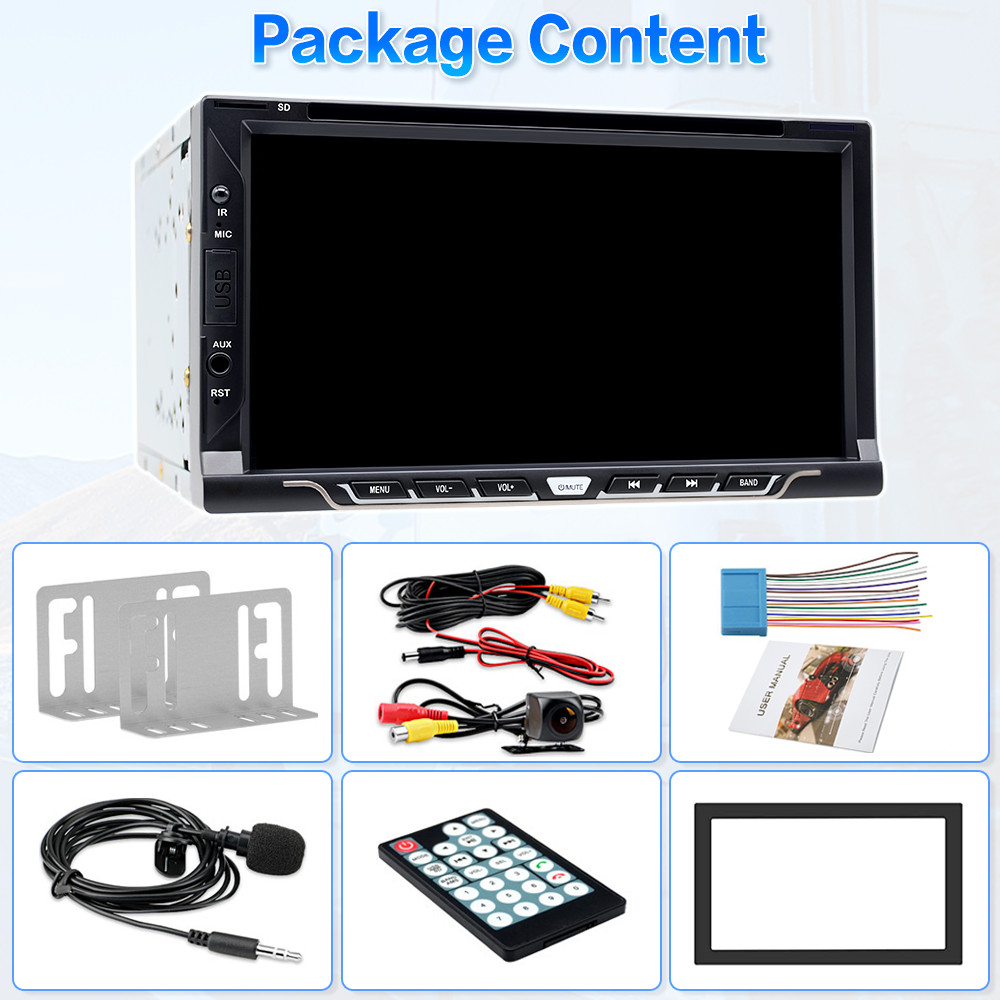 Universal 7" Touch Screen Car Radio Apple CarPlay Android Auto DVD Stereo Player