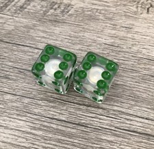 2X Clear Dice Green Dots Valve Stem Cover Caps Car Truck Bike Motorcycle Bicycle