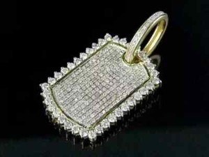 Custom Dog Tag Men's Pendant 2.80 Ct REAL Moissanite 14k Two Tone Gold Plated