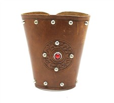 Medieval Bracers Brown Leather Wristband Bracer With Buttons Rivets