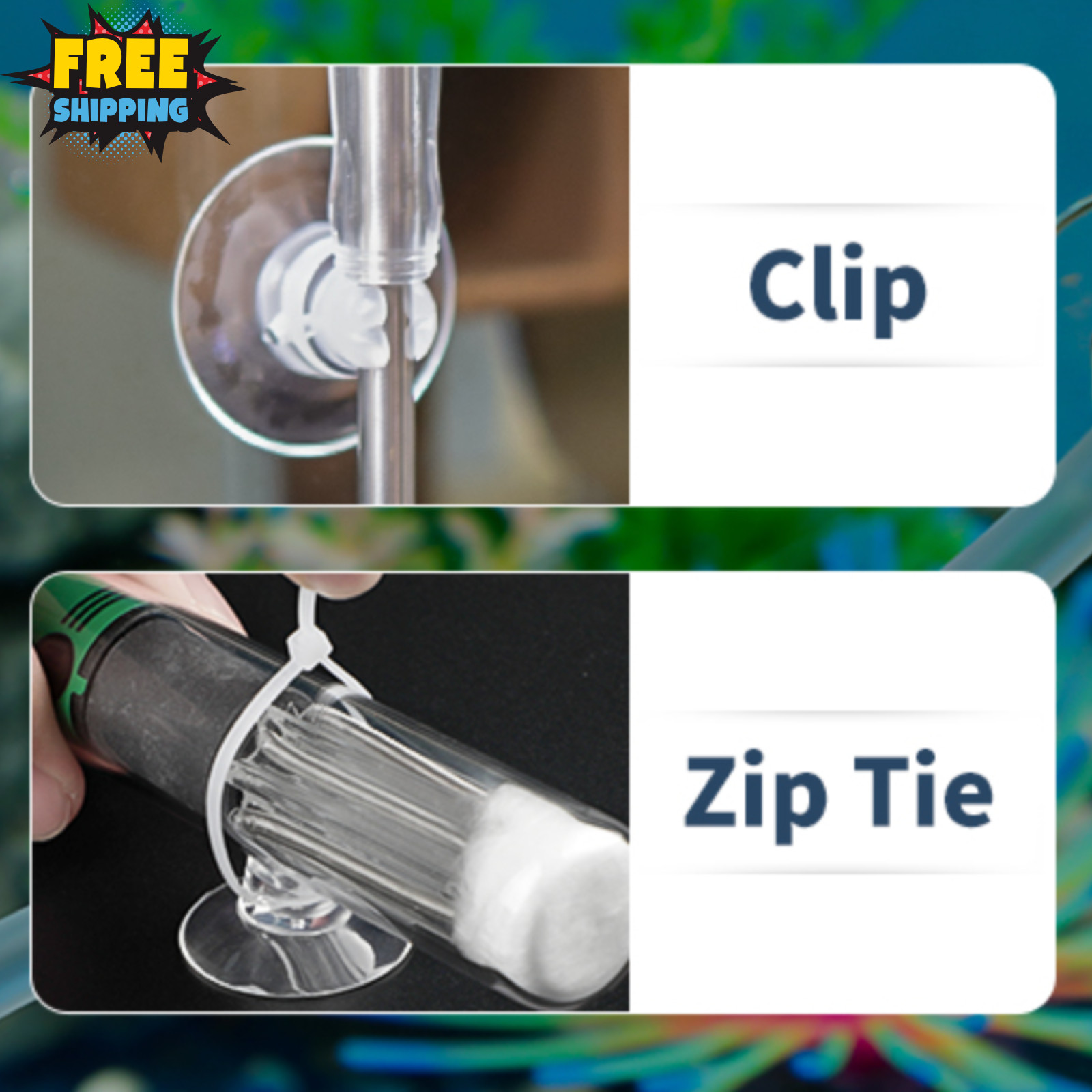 20 Pack Aquarium Suction Cups Clips Zip Ties for Airline Tubing, Decor & More