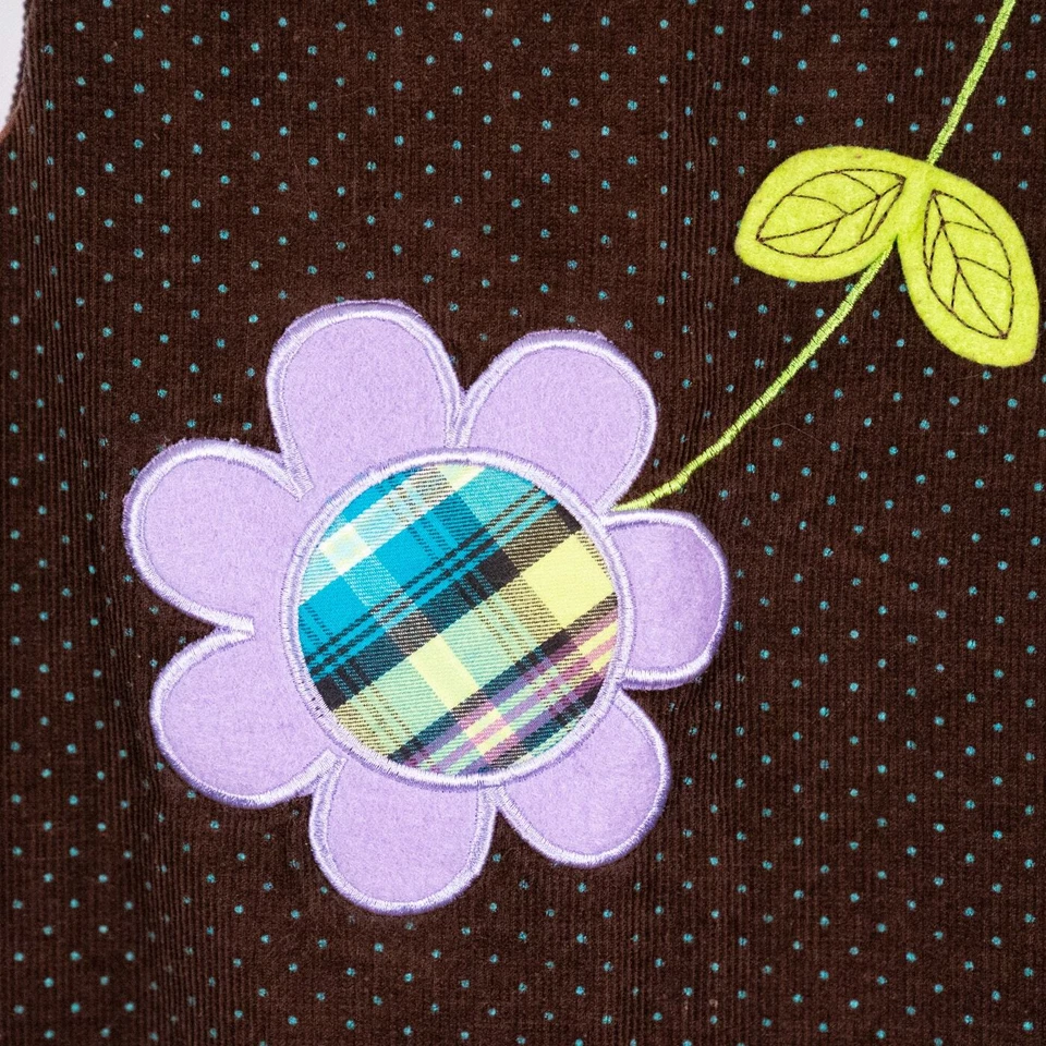 Jersey de pana marrón talla 5 para niñas con apliques florales lazo de lunares de medios mixtos Foto 3 de 4