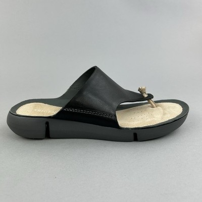 Clarks Damen Sandalen Größe UK5 Trigenic Tri Carmen Zehensteg schwarz Leder Schuhe