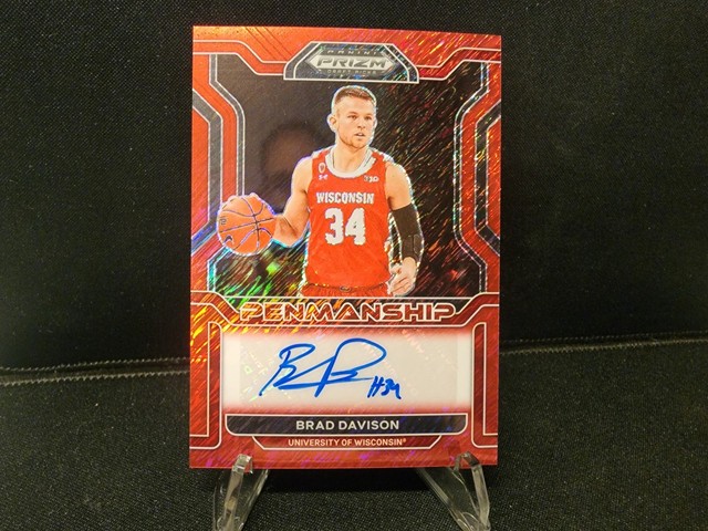 2022 Prizm Draft Picks Penmanship CP-BDA Brad Davison Red Shimmer AUTO /9