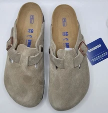 Birkenstock Boston Suede Taupe Natural Leather Clog Narrow/Wide EU 39-45 Unisex