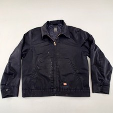 Vintage Dickies Blwck Workwear Canvas Jacket Mens Sz L Distressed