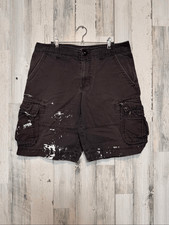 Mossimo Supply Co Cargo Shorts Men  s 34 Brown Workwear Paint Splatter Utility P
