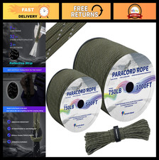 Heavy Duty 750LB Reflective Paracord Rope - 100FT/500FT/1000FT - 9 Strand Surviv