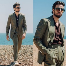 Men's Summer Linen Suits Formal Office Business Tuxedos Pants Gifts for Fathers