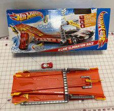 Hot Wheels Retro Race Track Set 4 Lane Raceway Elimination Vehicle Playset Loose