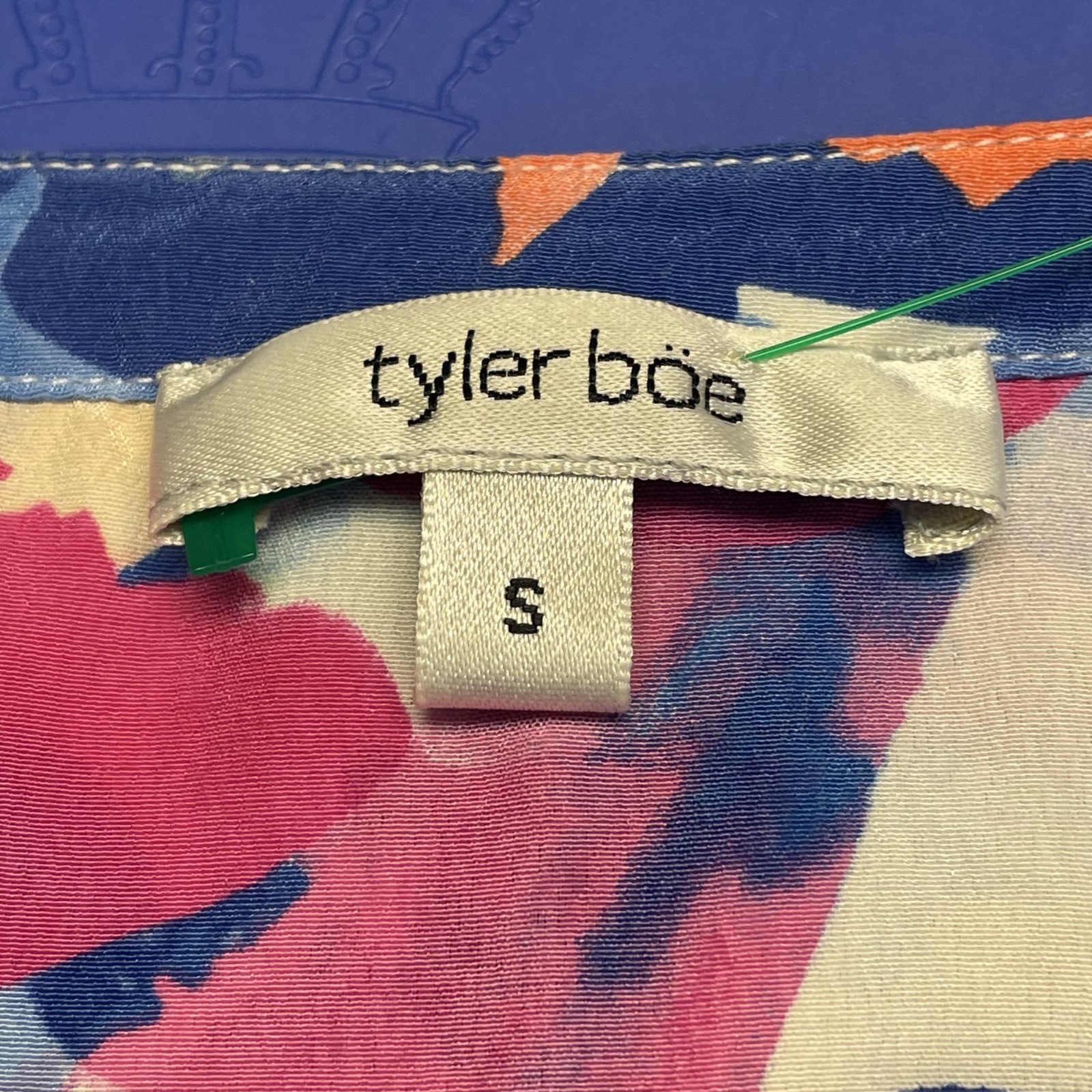 Tyler Boe Tunic Top Womens Small 100% Silk Beachy Coastal Floral Artsy Popover