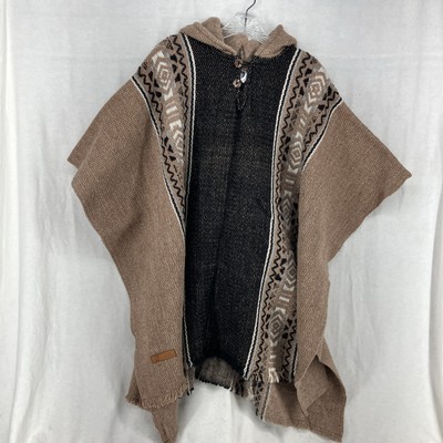 Indian Creations By Incas Unisex Poncho Cape Coat Jacket Cloak One Size Brown