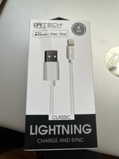 Bytech Fast Charge and Sync Cable, 4 ft., Whi...