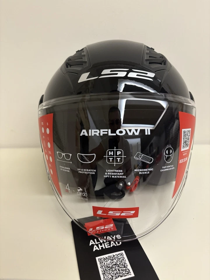 Casco Jet Ls2 OF616 Airflow 2 Solid Nero ( TAGLIA S L XL XXL) Gloss Black - Image 2 of 4