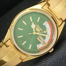 REFURBISHED VINTAGE SEIKO 5 AUTOMATIC 6309A JAPAN MENS GREEN WATCH a440682-4