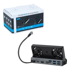 10 in 1 Docking Station with Dual Cooling Fan for Steam Deck-Gray