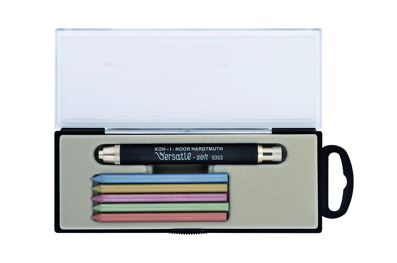 All-metal 5.6mm leadholder pencil with sharpener soft lead set black finish