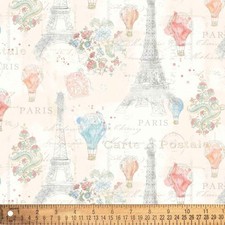 Paris Hot Air Balloon Eiffel Tower - David Textiles Cotton Fabric 1 Yard