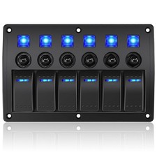 Marine Switch Panel Waterproof,Boat Switch Panel with Breakers,12V/24volt Roc...