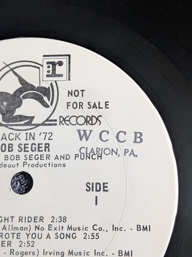 **RAR White Label Promo Pressing** Bob Seger "Back In '72" (1973) Wax VG+ - Bild 8 von 12